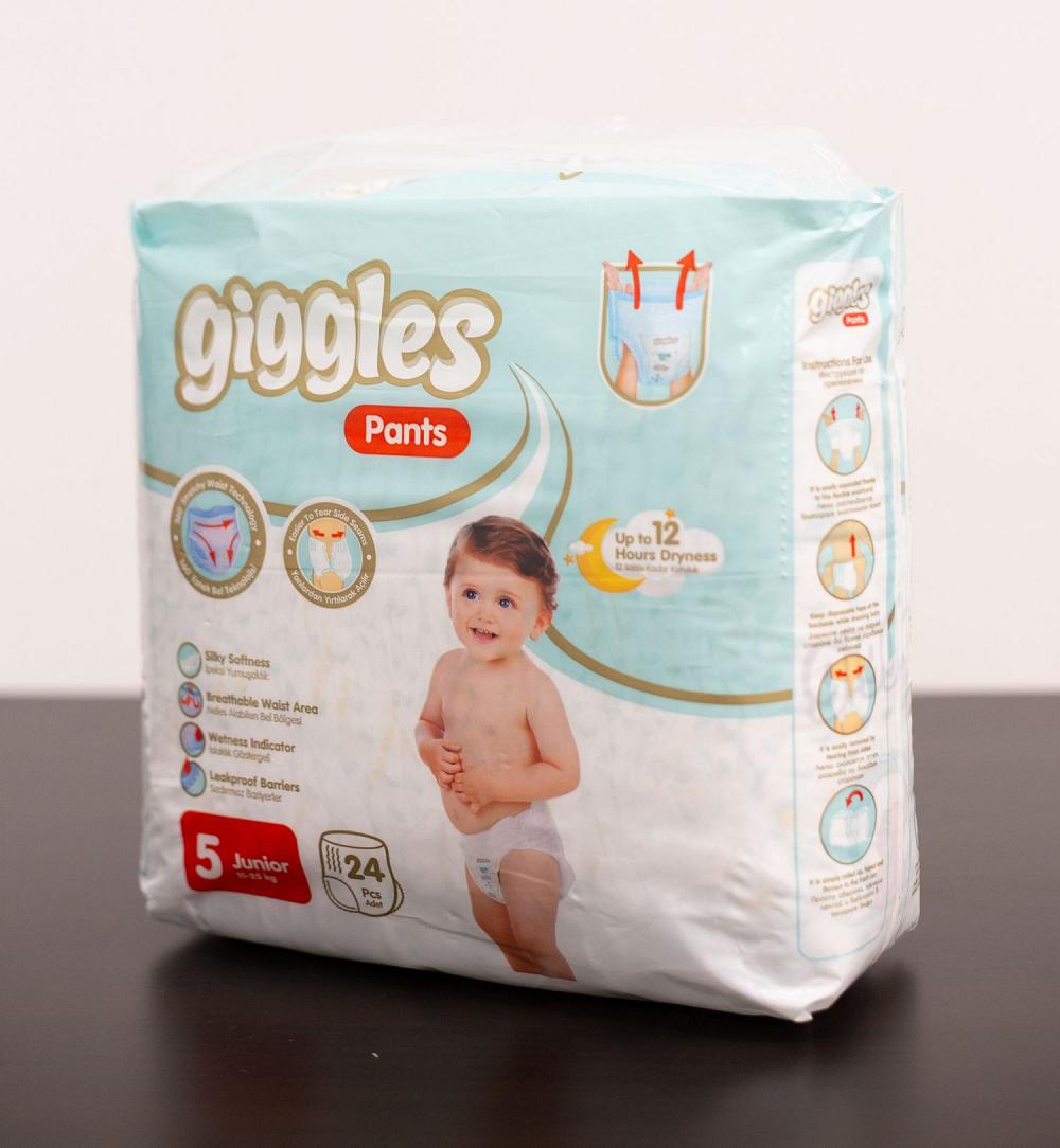 Детские подгузники-трусики GIGGLES TWIN 5 JUNIOR SIZE BABY PANTS от 11 до 25 кг