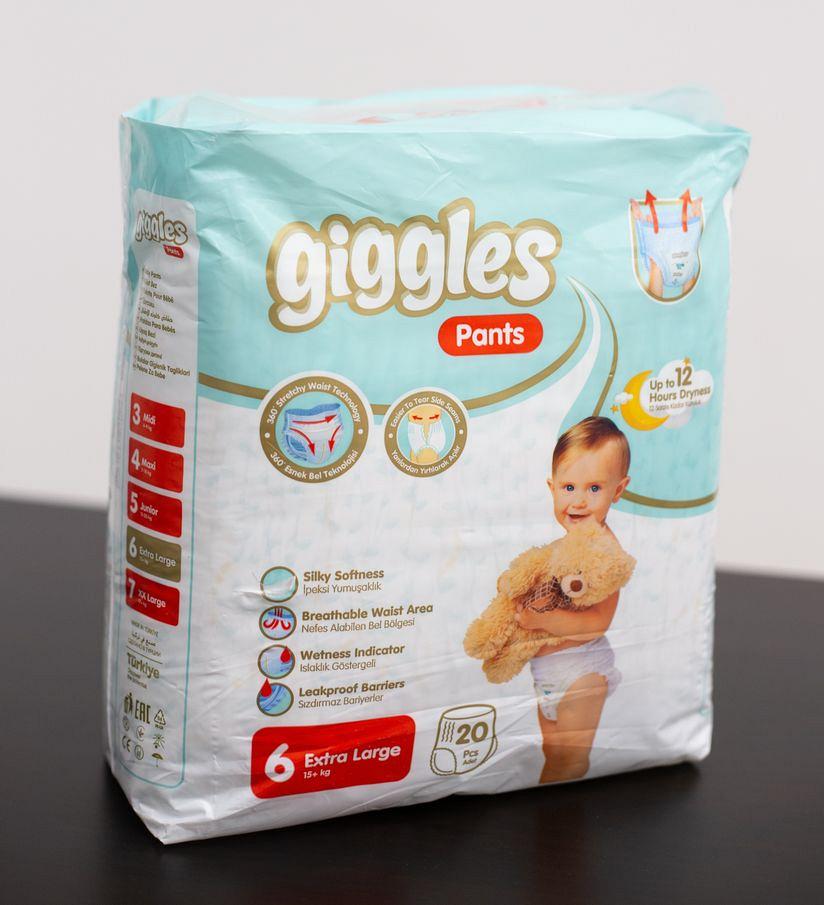 Детские подгузники-трусики GIGGLES TWIN 6 EXTRA LARGE SIZE BABY PANTS от 15+кг