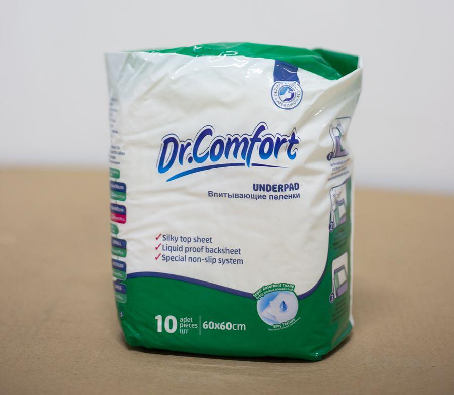 Пеленки одноразовые впитывающие Dr. Comfort 10 шт. 60х60