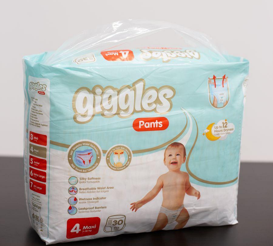 Детские подгузники-трусики GIGGLES TWIN 4 MAXI SIZE BABY PANTS от 7 до 18 кг